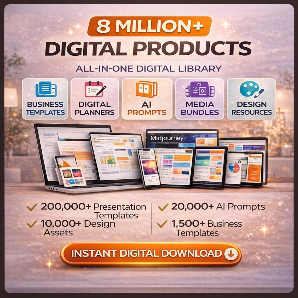 8M+ Digital Products | Templates, AI Prompts, Planners, Notion template, Digital Resource Library