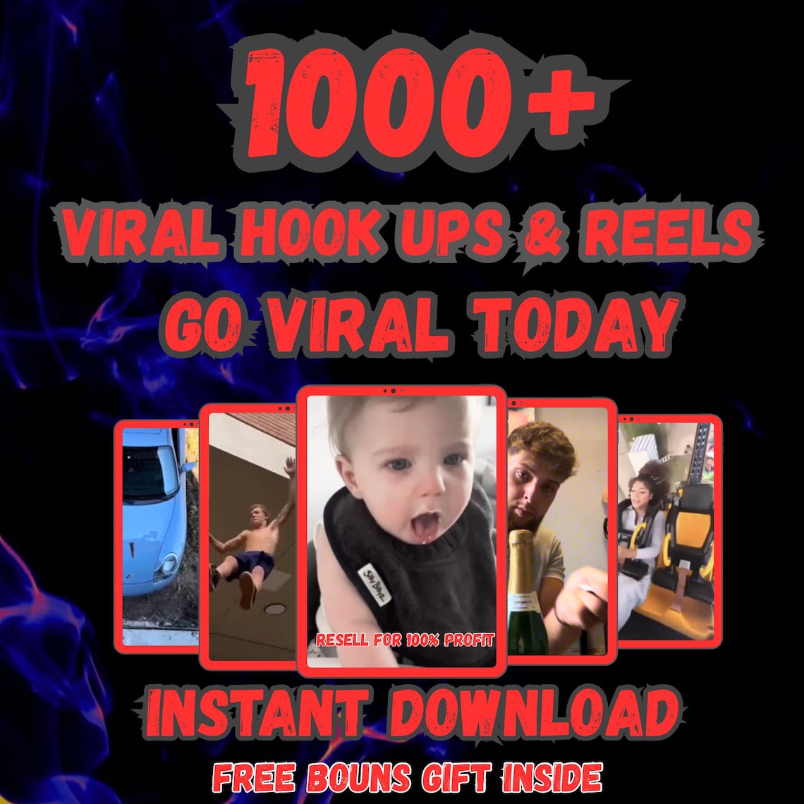 1000+ Viral Hook Videos Bundle, TikTok Reels, Shorts (PLR, MRR) (Digital Download) - Image 4