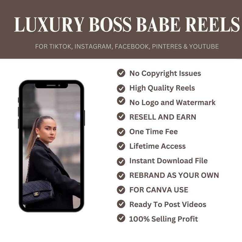 2000+ Luxury Aesthetic Boss Babe Reels Bundle, Faceless Marketing, Digital Marketing, Master Resell Rights, PLR Digital Products, MRR - Image 4