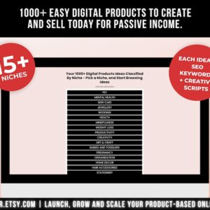 1000 Digital Products Ideas To Create And Sell Today For Passive Income, Etsy Digital Downloads Small Business Ideas and Bestsellers to Sell