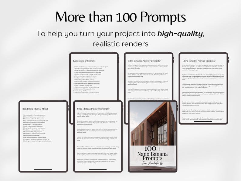 Nano Banana Prompts For Architects, Architecture AI Prompts, Rendering AI Prompts, Architecture Templates PDF - Image 3