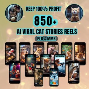 Plus de 800 bobines virales pour chat avec intelligence artificielle, vidéos amusantes, TikTok, YouTube, téléchargement numérique PLR MRR