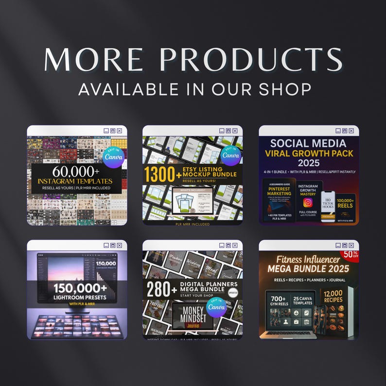 7500 Digital Planner Pages Bundle PLR MRR Editable Canva Templates w/ Resell Rights Business Sport Fitness Wellness Mindset Plr Planners - Image 5