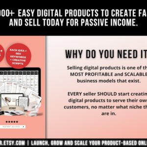 1000 Digital Products Ideas To Create And Sell Today For Passive Income, Etsy Digital Downloads Small Business Ideas and Bestsellers to Sell