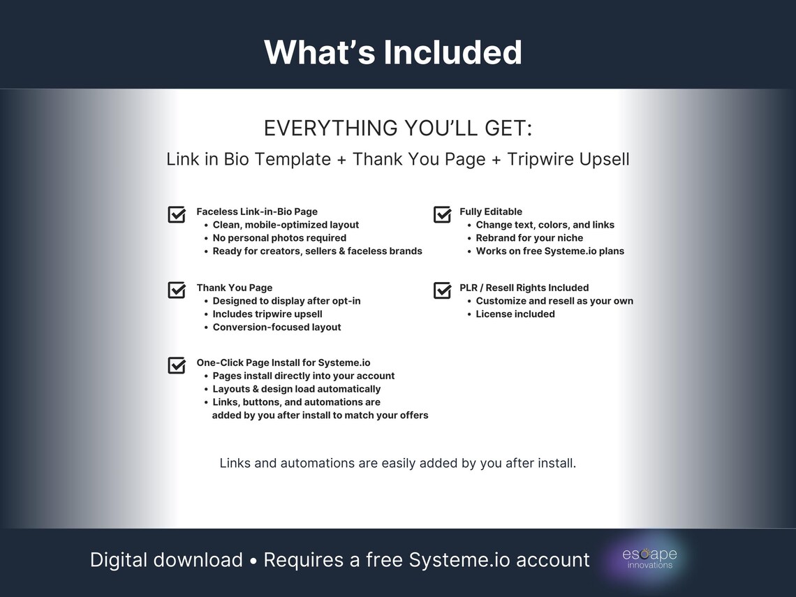 Systeme.io Sales Funnel Template – Link in Bio Page for Digital Products – Editable – PLR Included - Image 2