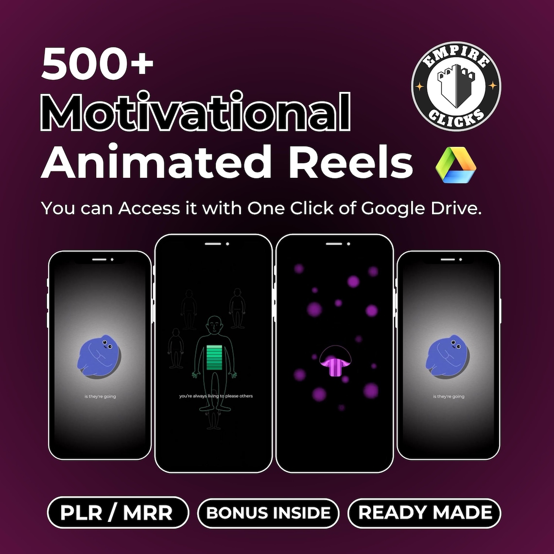 500+ Viral Motivational Reels: Faceless Content, MRR + PLR License (Digital Download