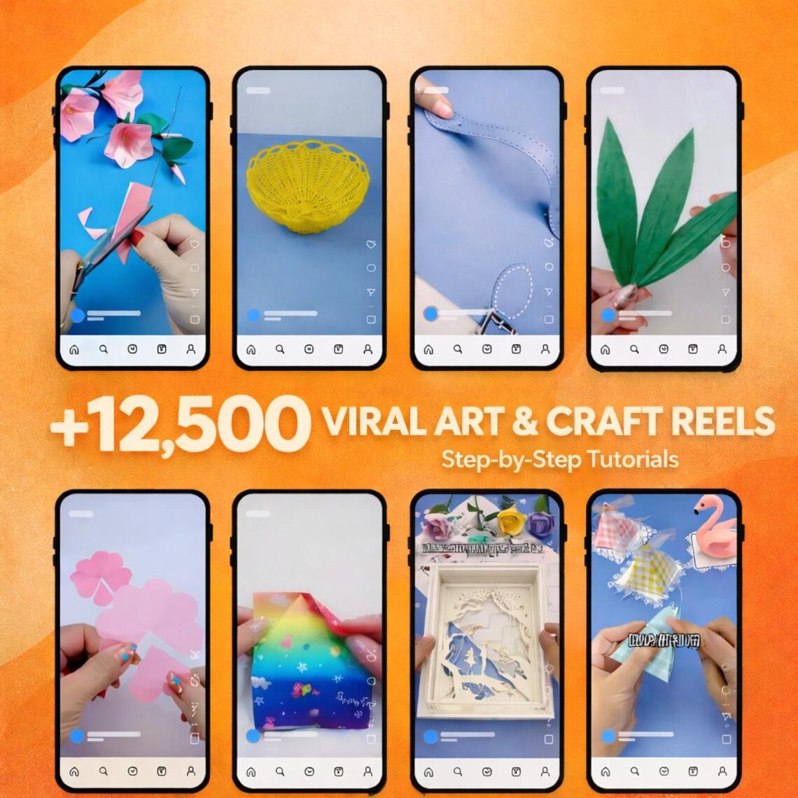 12,500+ Art & Craft Tutorial Reels Bundle, DIY Projects, Viral Videos for Instagram, TikTok and YouTube (PLR, MRR) - Image 5