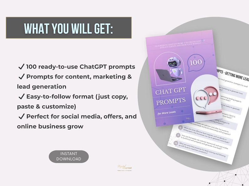 100 ChatGPT Prompts for More Leads | AI Marketing Prompts | PLR | MRR | Social Media Growth | Digital Product for Entrepreneurs - Image 5