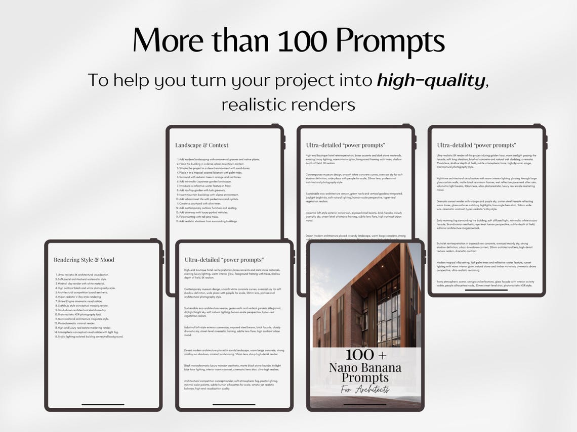 Nano Banana Prompts For Architects, Architecture AI Prompts, Rendering AI Prompts, Architecture Templates PDF - Image 9