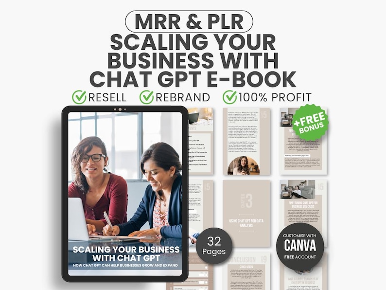 Mrr Ebook Scaling Your Business with Chatgpt, Ai Ebook Ready-To-Resell, Digital Marketing Guide, Ai Marketing, Business Growth Strategy