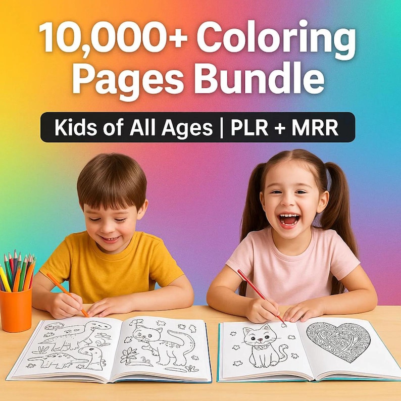 10k+ Kids Coloring Pages Bundle | Printable Sheets with PLR & MRR Rights + Bonus - Image 9