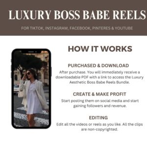 2000+ Luxury Aesthetic Boss Babe Reels Bundle, Faceless Marketing, Digital Marketing, Master Resell Rights, PLR Digital Products, MRR