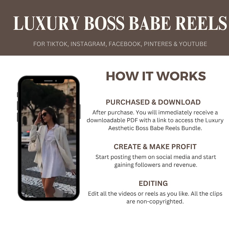 2000+ Luxury Aesthetic Boss Babe Reels Bundle, Faceless Marketing, Digital Marketing, Master Resell Rights, PLR Digital Products, MRR - Image 7