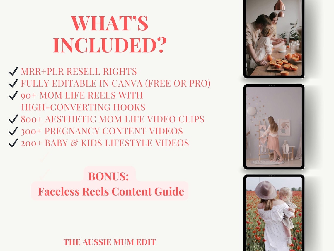 1300+ Motherhood Reels Faceless Reels, Mom Life Done For You, PLR MRR Digital Bundle Master Resell Rights, Mompreneur reel, Canva - Image 9