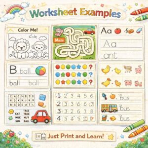 12K+ Kids Printable Worksheets | Preschool Activity Pages | Coloring, Maze, Matching, Word Search, Writing Practice