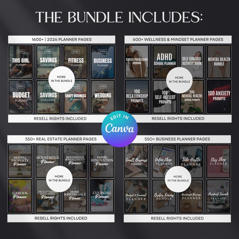 7500 Digital Planner Pages Bundle PLR MRR Editable Canva Templates w/ Resell Rights Business Sport Fitness Wellness Mindset Plr Planners - Image 10
