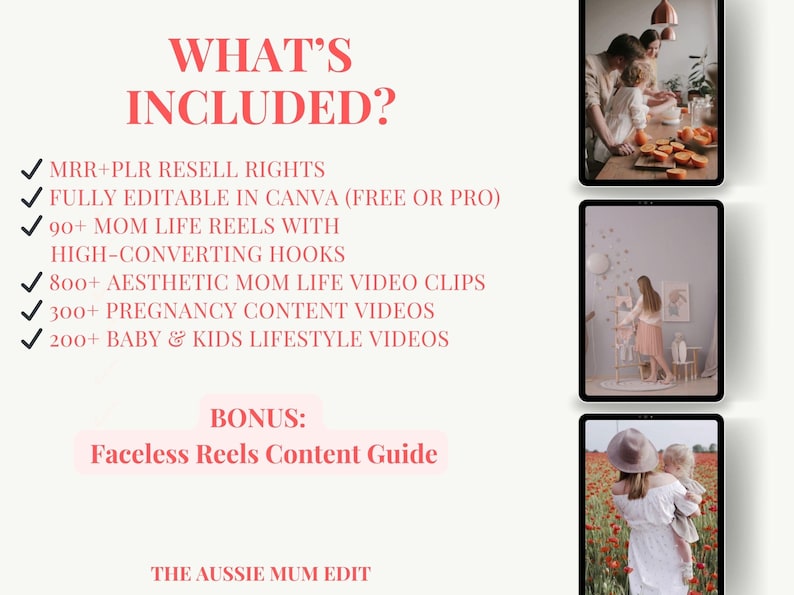 1300+ Motherhood Reels Faceless Reels, Mom Life Done For You, PLR MRR Digital Bundle Master Resell Rights, Mompreneur reel, Canva - Image 10