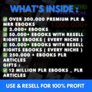 12M+ Mega eBook Bundle – PLR & MRR Resale Rights, Digital Library Pack , digital products , courses
