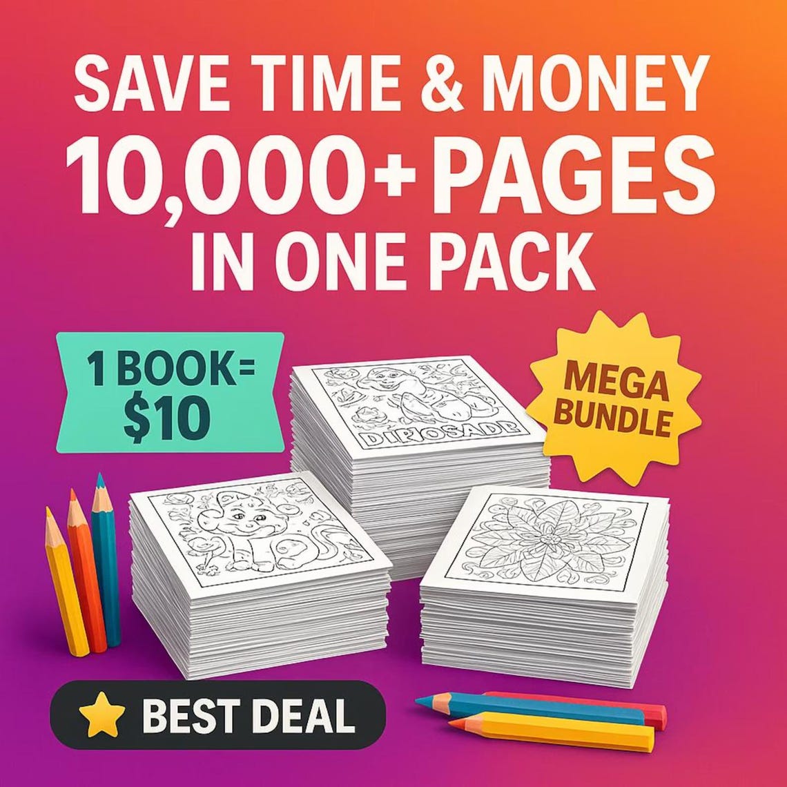 10k+ Kids Coloring Pages Bundle | Printable Sheets with PLR & MRR Rights + Bonus - Image 6