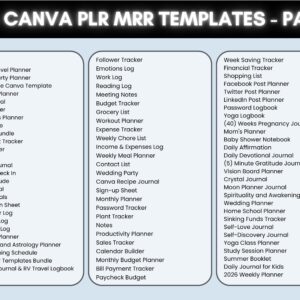 Canva PLR Templates Bundle, 15000+ Editable Planners, Journals, Trackers Templates, MRR Digital Products, Master Resell Rights