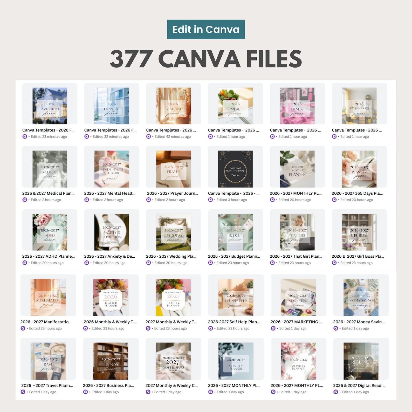 10,500 Canva Planner Templates | 2026-2027 Editable Planners, Journals, Trackers & Calendars | PLR MMR - Image 2