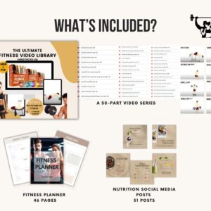 Fitness Bundle PLR MRR Two Fitness Videos Protein Snacks Fitness Checklists Health Wellness Gym Personal Trainer Fitness Planner DFY