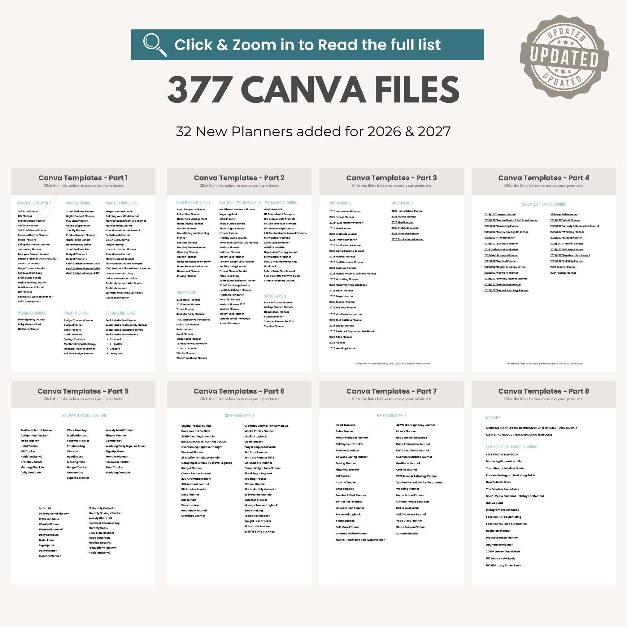 10,500 Canva Planner Templates | 2026-2027 Editable Planners, Journals, Trackers & Calendars | PLR Master Resell Rights Bundle - Image 5