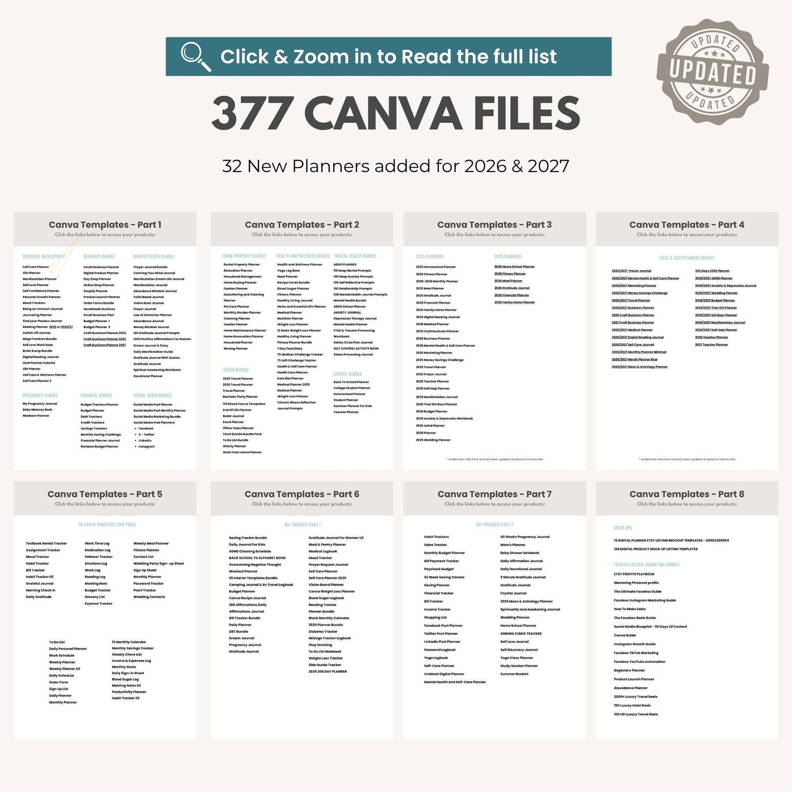 10,500 Canva Planner Templates | 2026-2027 Editable Planners, Journals, Trackers & Calendars | PLR Master Resell Rights Bundle - Image 10