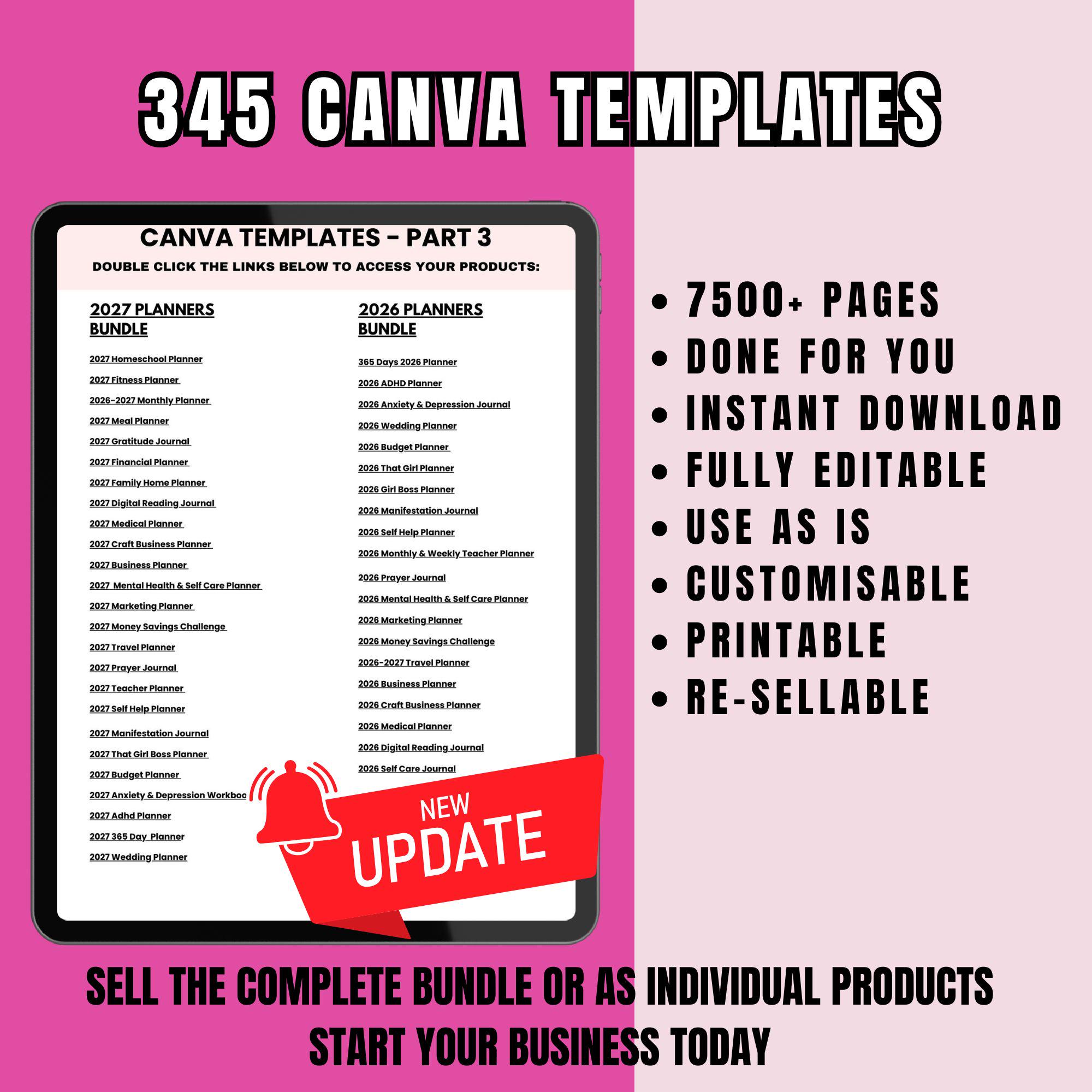 7500 pages Done for you 345 Canva Templates Bundle: Updated 2026/27 PLR Resell Rights Digital Download - Image 8