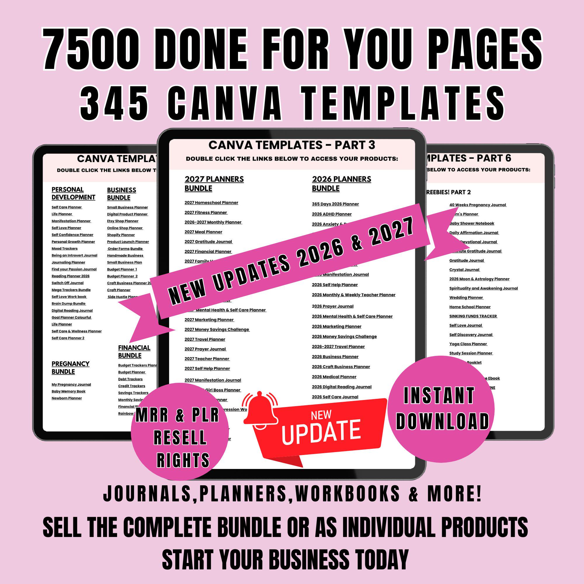 7500 pages Done for you 345 Canva Templates Bundle: Updated 2026/27 PLR Resell Rights Digital Download - Image 9