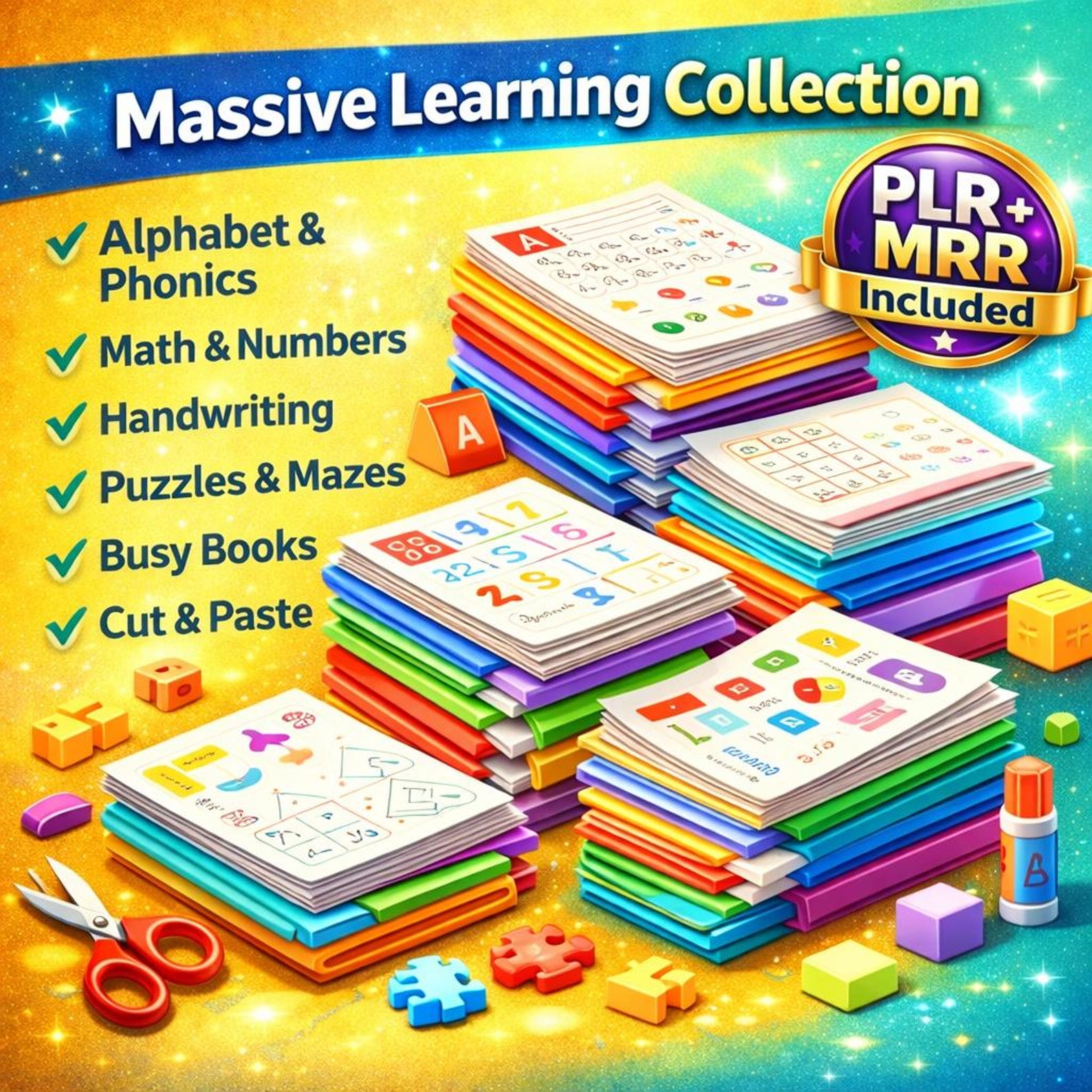 21000+ Kids Worksheets Bundle Homeschool Classroom Printables Mega Library PLR MRR - Image 8
