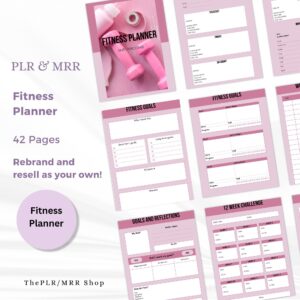 Master Resell Rights PLR Fitness Planner, PLR, MRR, Done for you printable Planner, Fitness Journal, Workout planner, for women, for girls
