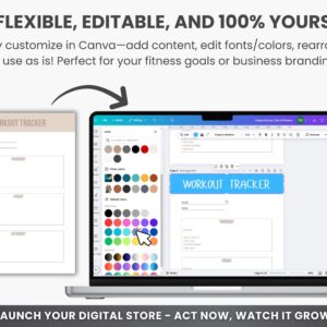 Ultimate Fitness Planner Bundle PLR & MRR – Editable Canva Workout Planner, Meal Planner, Weight Loss Tracker, Gym Log Book for Resell