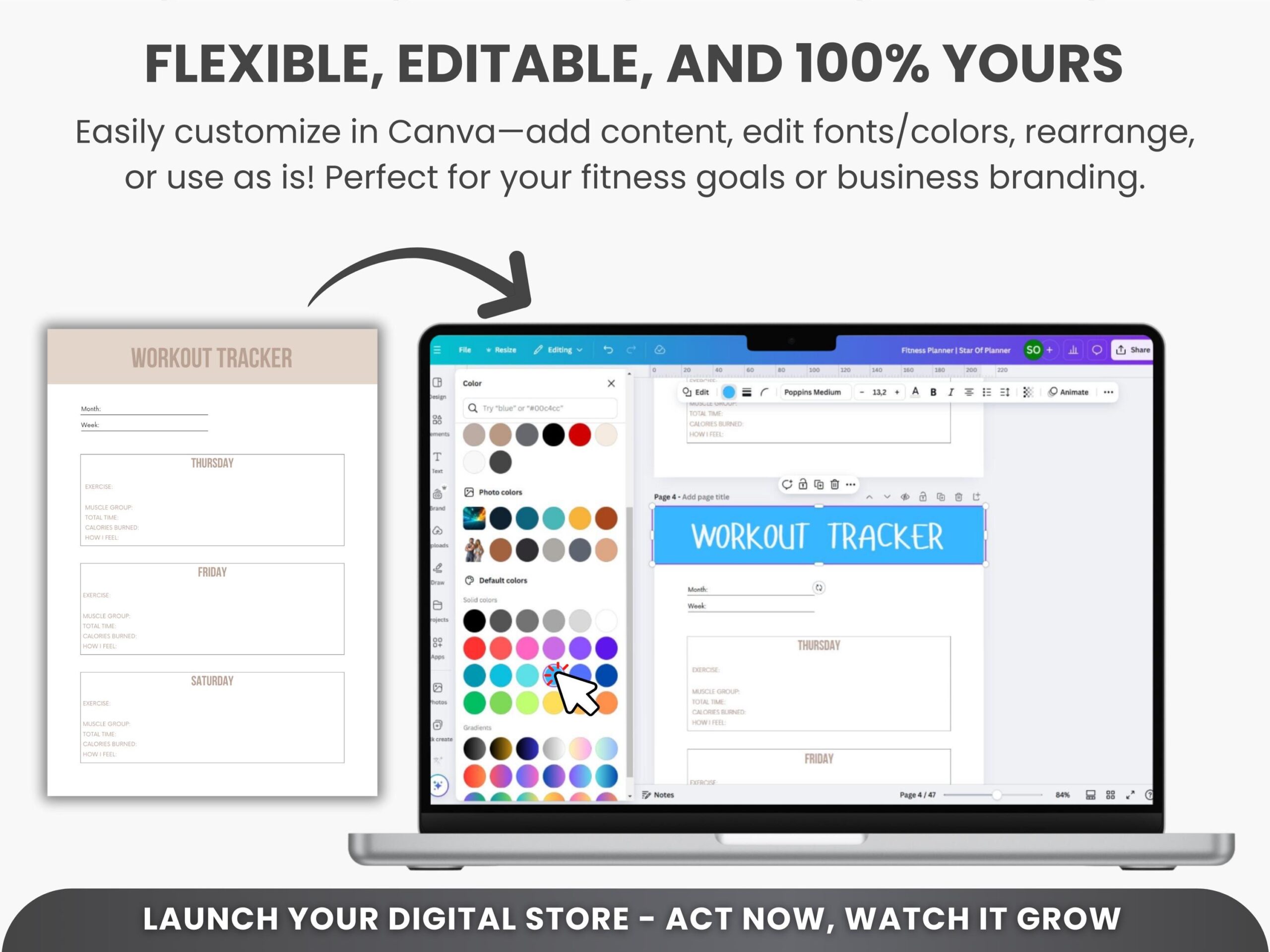 Ultimate Fitness Planner Bundle PLR & MRR – Editable Canva Workout Planner, Meal Planner, Weight Loss Tracker, Gym Log Book for Resell - Image 4