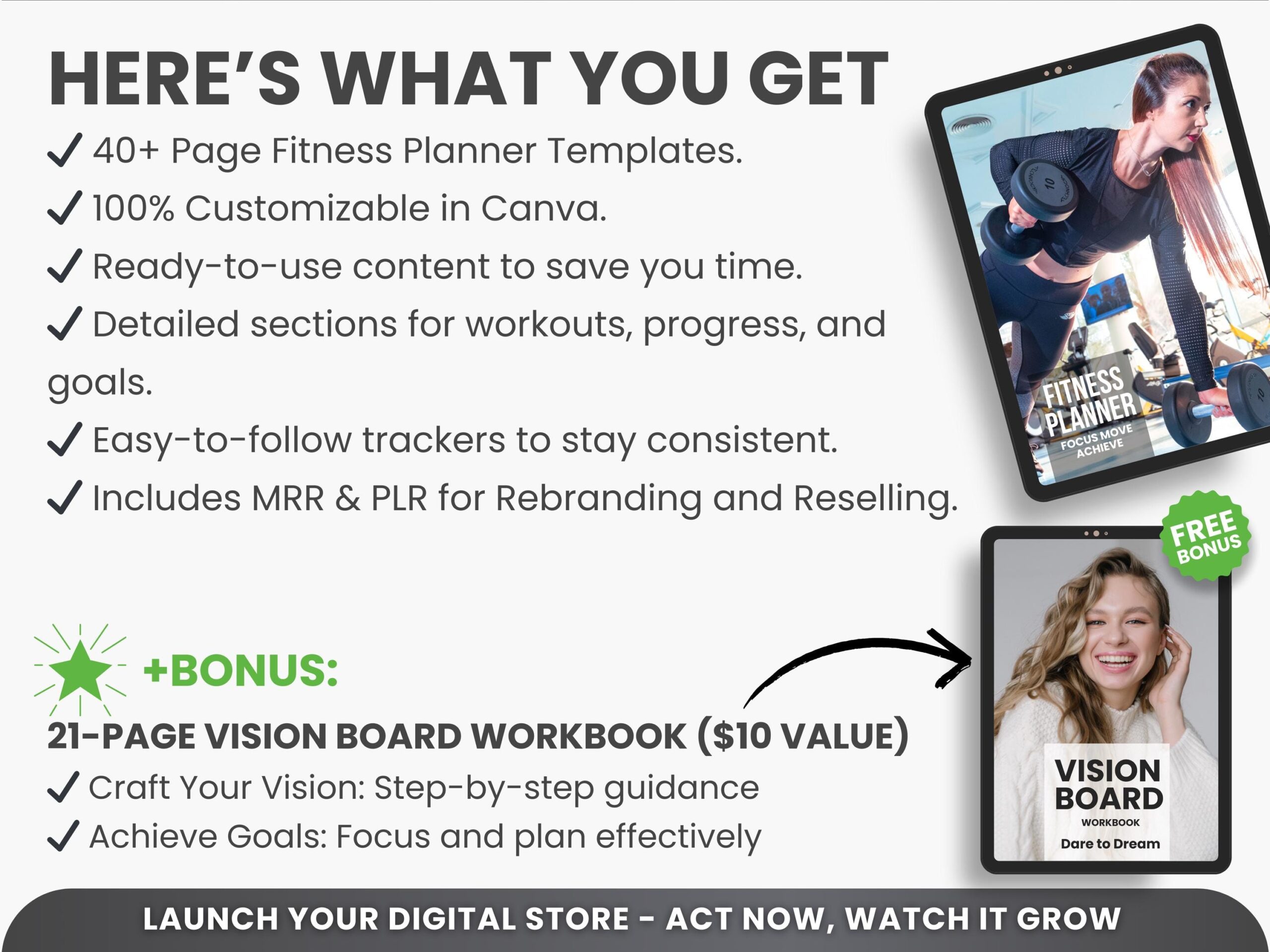 Ultimate Fitness Planner Bundle PLR & MRR – Editable Canva Workout Planner, Meal Planner, Weight Loss Tracker, Gym Log Book for Resell - Image 7