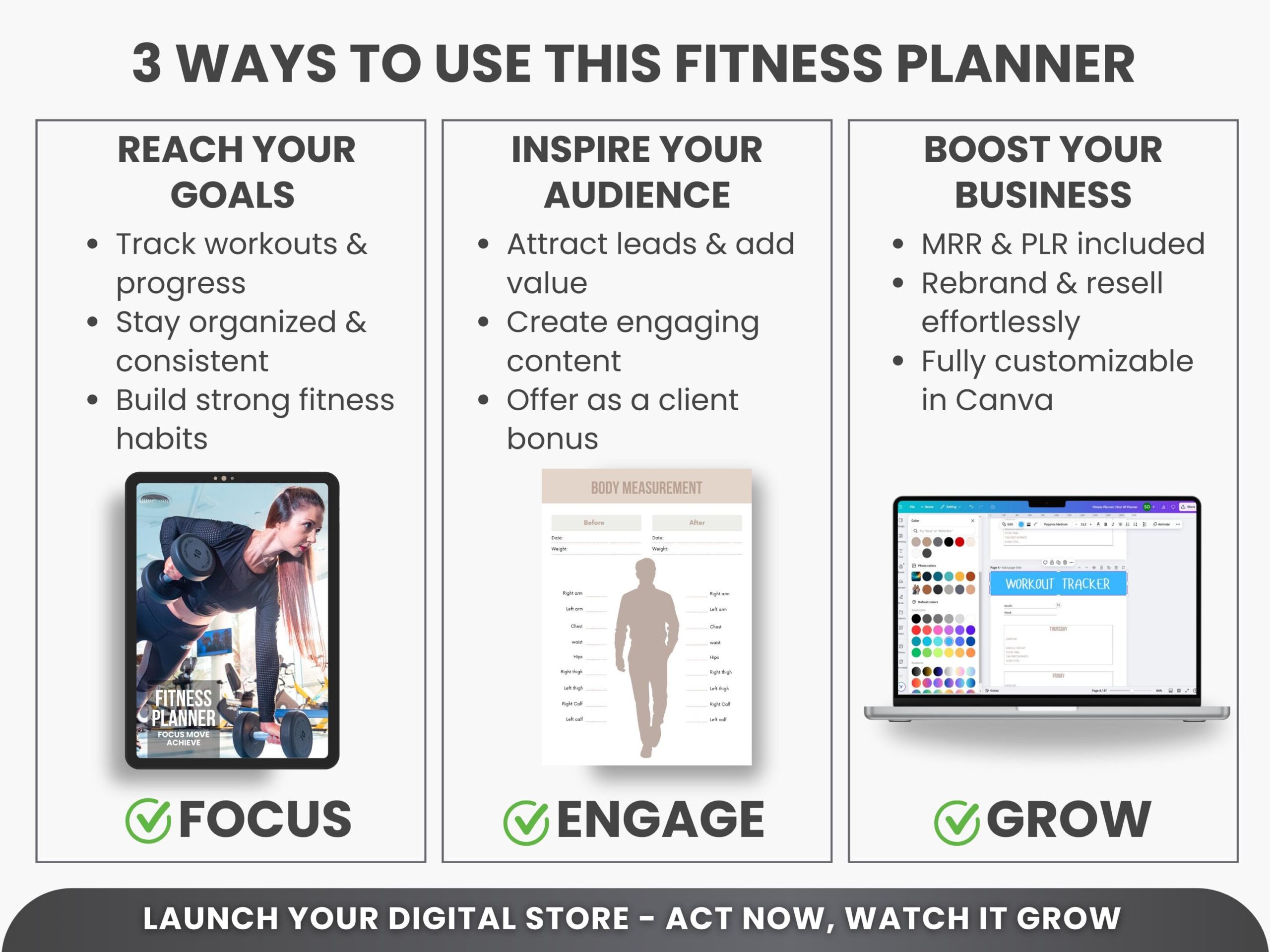 Ultimate Fitness Planner Bundle PLR & MRR – Editable Canva Workout Planner, Meal Planner, Weight Loss Tracker, Gym Log Book for Resell - Image 11