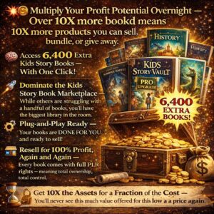 Kids Story Vault – Pro Upgrade | 6,400 Extra Kids Books | Full PLR Rights | One-Time Offer
