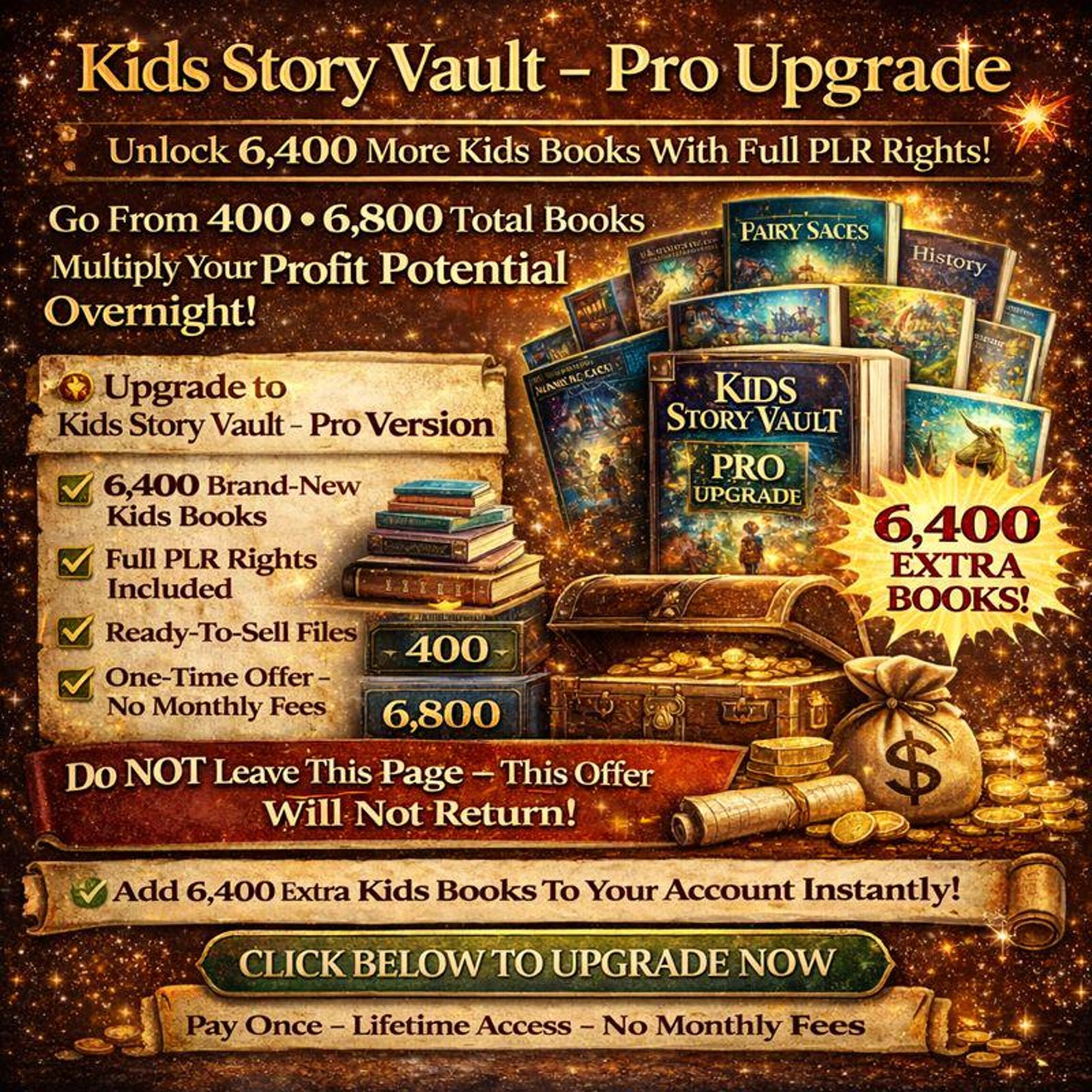 Kids Story Vault – Pro Upgrade | 6,400 Extra Kids Books | Full PLR Rights | One-Time Offer